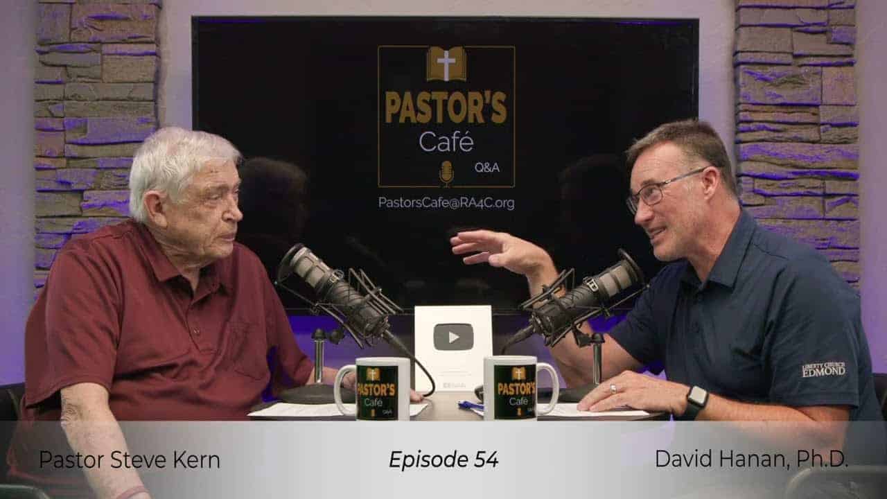 Pastors training session with Pastor Steve Kern and David Hanan, Ph.D., discussing leadership and fa.