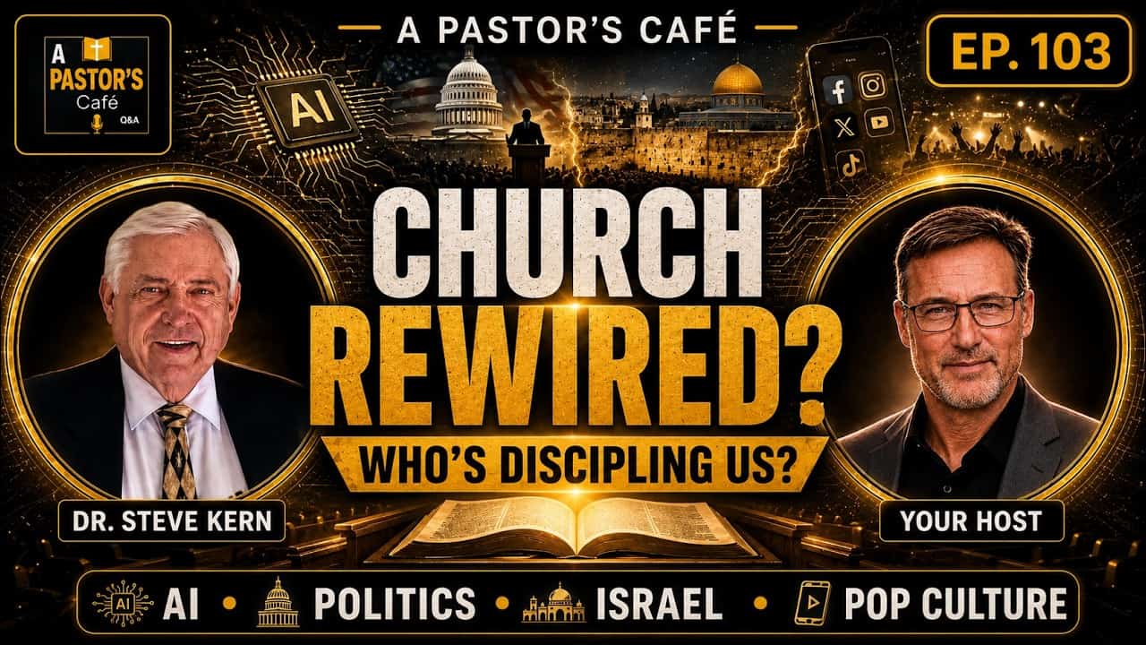 Podcast cover image for Church Rewired episode with Dr. Steve Kern and host.
